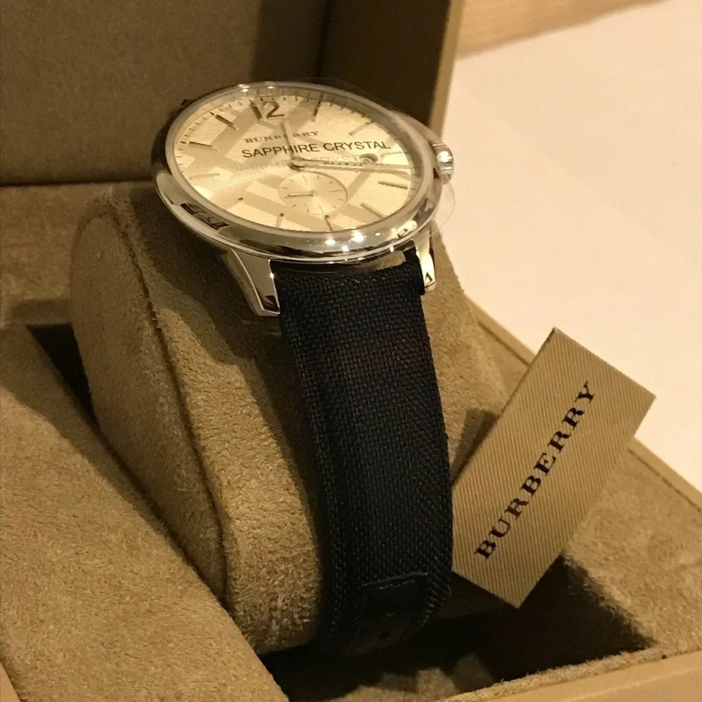 Men's BU10008 Check Stamped Round Dial Watch, 40mm